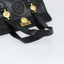 VERSACE Hand Bag Leather Black Gold Auth BA7817-7