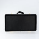 VERSACE Hand Bag Leather Black Gold Auth BA7817-9