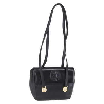 Gianni Versace Shoulder Bag Leather Black Gold Auth BA7818