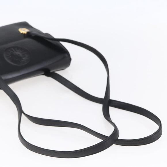 Gianni Versace Shoulder Bag Leather Black Gold Auth BA7818