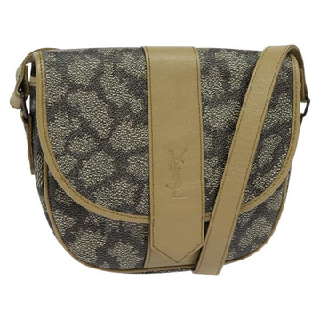 SAINT LAURENT Shoulder Bag PVC embossed Gray Auth BA782