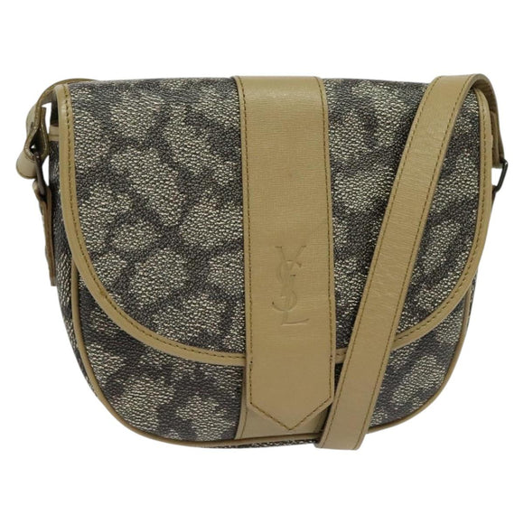 SAINT LAURENT Shoulder Bag PVC embossed Gray Auth BA782