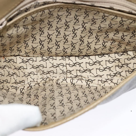 SAINT LAURENT Shoulder Bag PVC embossed Gray Auth BA782