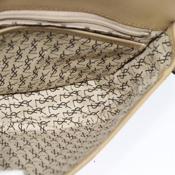 SAINT LAURENT Shoulder Bag PVC embossed Gray Auth BA782