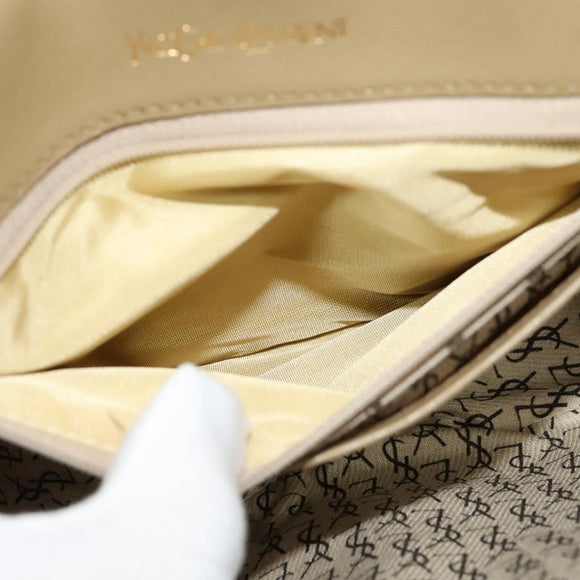 SAINT LAURENT Shoulder Bag PVC embossed Gray Auth BA782