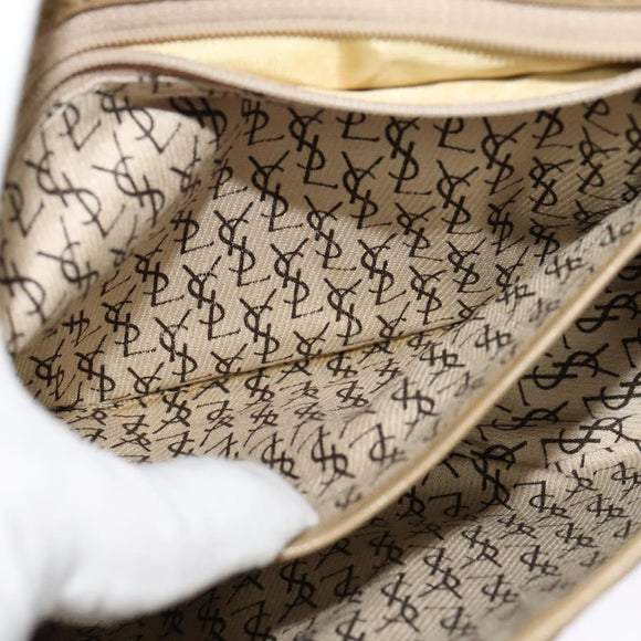 SAINT LAURENT Shoulder Bag PVC embossed Gray Auth BA782