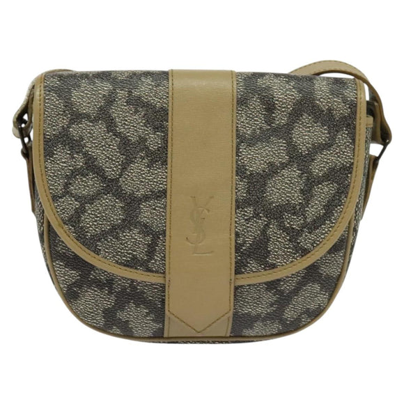 SAINT LAURENT Shoulder Bag PVC embossed Gray Auth BA782