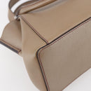 CARTIER Mini C De Cartier Hand Bag Leather 2way Beige Silver Auth BA7820-17