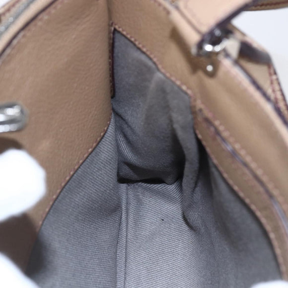 CARTIER Mini C De Cartier Hand Bag Leather 2way Beige Silver Auth BA7820