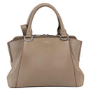 CARTIER Mini C De Cartier Hand Bag Leather 2way Beige Silver Auth BA7820-13