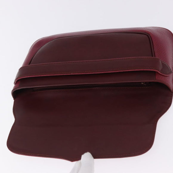 CARTIER Must Line Clutch Bag Leather Bordeaux Gold Auth BA7821