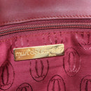 CARTIER Must Line Clutch Bag Leather Bordeaux Gold Auth BA7821-18