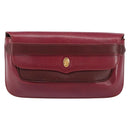 CARTIER Must Line Clutch Bag Leather Bordeaux Gold Auth BA7821-13