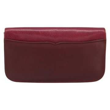 CARTIER Must Line Clutch Bag Leather Bordeaux Gold Auth BA7821 - 0