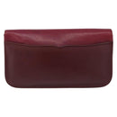 CARTIER Must Line Clutch Bag Leather Bordeaux Gold Auth BA7821-3