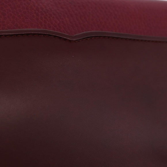 CARTIER Must Line Clutch Bag Leather Bordeaux Gold Auth BA7821