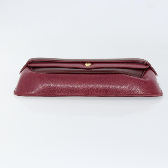 CARTIER Must Line Clutch Bag Leather Bordeaux Gold Auth BA7821