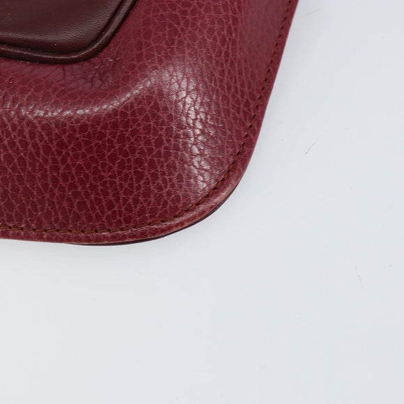 CARTIER Must Line Clutch Bag Leather Bordeaux Gold Auth BA7821