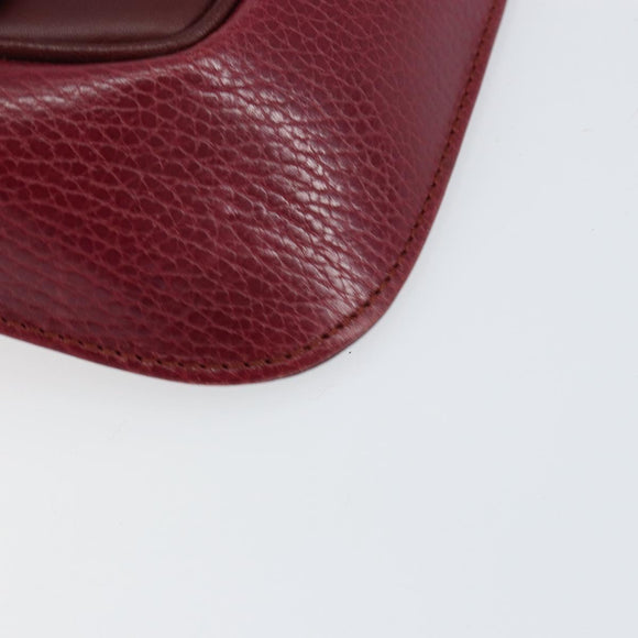 CARTIER Must Line Clutch Bag Leather Bordeaux Gold Auth BA7821