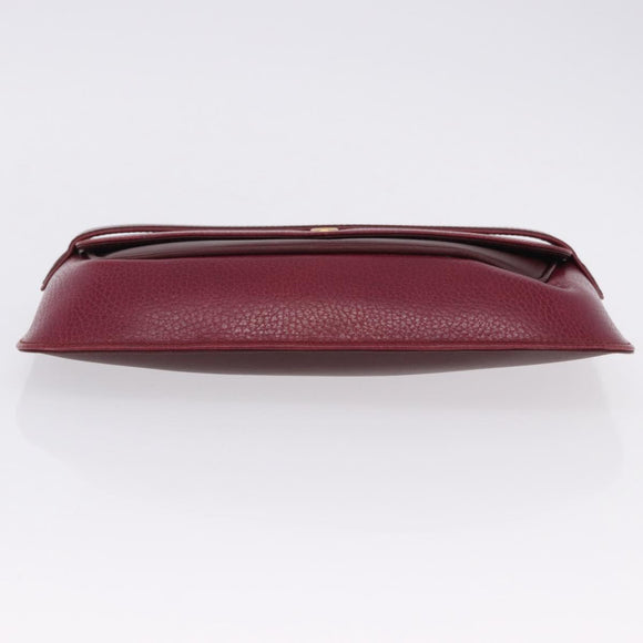 CARTIER Must Line Clutch Bag Leather Bordeaux Gold Auth BA7821