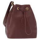 CARTIER Must Line Shoulder Bag Leather Bordeaux Gold Auth BA7822-1