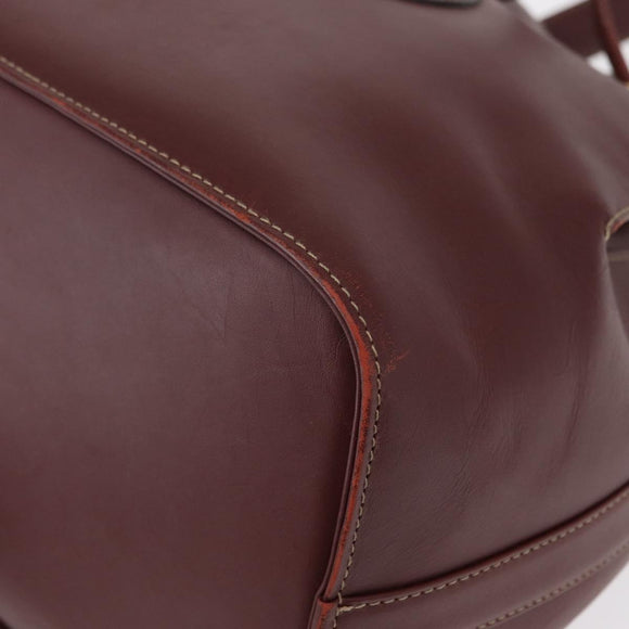 CARTIER Must Line Shoulder Bag Leather Bordeaux Gold Auth BA7822