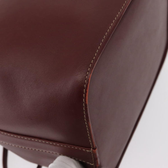 CARTIER Must Line Shoulder Bag Leather Bordeaux Gold Auth BA7822