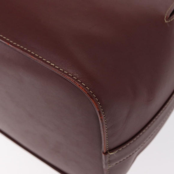 CARTIER Must Line Shoulder Bag Leather Bordeaux Gold Auth BA7822