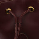 CARTIER Must Line Shoulder Bag Leather Bordeaux Gold Auth BA7822-14
