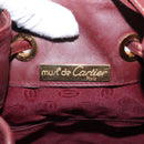 CARTIER Must Line Shoulder Bag Leather Bordeaux Gold Auth BA7822-16