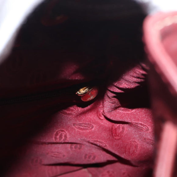 CARTIER Must Line Shoulder Bag Leather Bordeaux Gold Auth BA7822