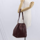 CARTIER Must Line Shoulder Bag Leather Bordeaux Gold Auth BA7822-22
