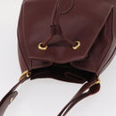 CARTIER Must Line Shoulder Bag Leather Bordeaux Gold Auth BA7822-6