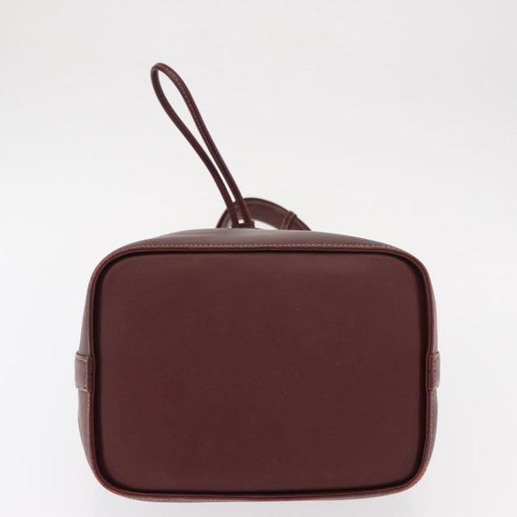 CARTIER Must Line Shoulder Bag Leather Bordeaux Gold Auth BA7822