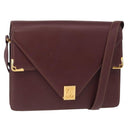 CARTIER Must Line Shoulder Bag Leather Bordeaux Gold Auth BA7823-1