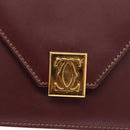CARTIER Must Line Shoulder Bag Leather Bordeaux Gold Auth BA7823-17