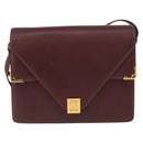 CARTIER Must Line Shoulder Bag Leather Bordeaux Gold Auth BA7823-13
