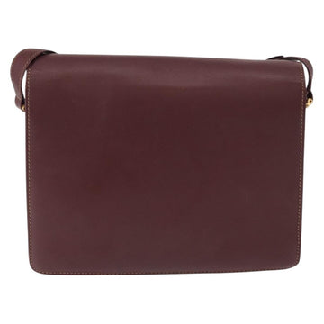 CARTIER Must Line Shoulder Bag Leather Bordeaux Gold Auth BA7823 - 0