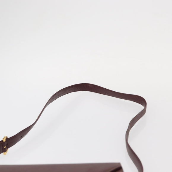 CARTIER Must Line Shoulder Bag Leather Bordeaux Gold Auth BA7823