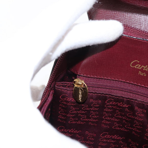 CARTIER Backpack Leather Bordeaux Gold Auth BA7824
