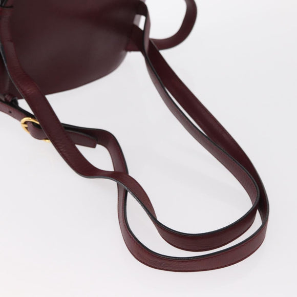 CARTIER Backpack Leather Bordeaux Gold Auth BA7824