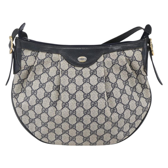 GUCCI GG Supreme Shoulder Bag PVC Navy Gold 41 02 058 Auth BA7826