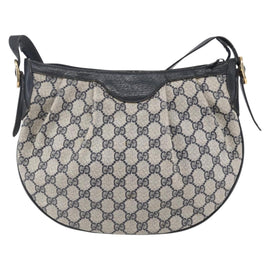 GUCCI GG Supreme Shoulder Bag PVC Navy Gold 41 02 058 Auth BA7826 - 0