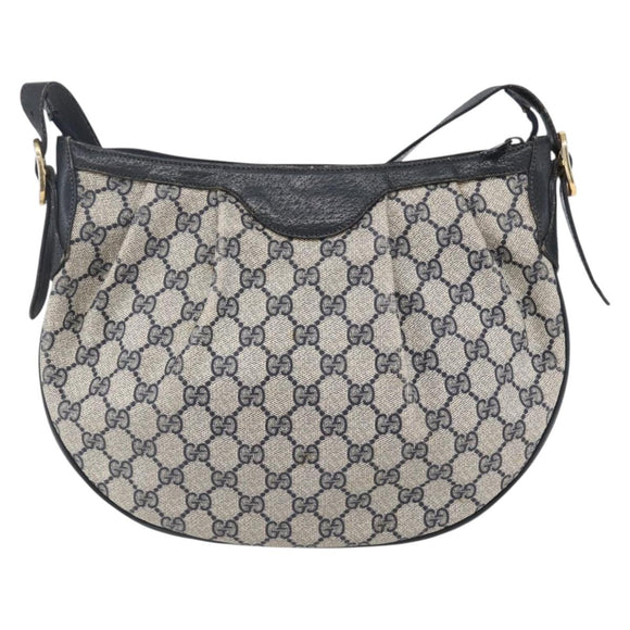 GUCCI GG Supreme Shoulder Bag PVC Navy Gold 41 02 058 Auth BA7826