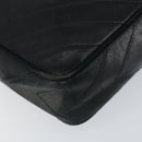 CHANEL Chain Shoulder Bag Lamb Skin Black Gold CC Auth BA7827-15