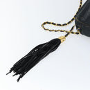 CHANEL Chain Shoulder Bag Lamb Skin Black Gold CC Auth BA7827-9