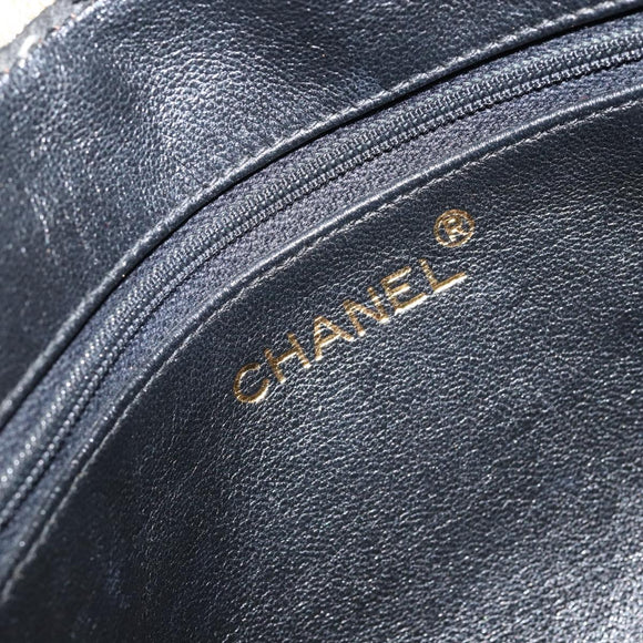 CHANEL Chain Shoulder Bag Lamb Skin Black Gold CC Auth BA7827