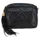 CHANEL Chain Shoulder Bag Lamb Skin Black Gold CC Auth BA7827-13