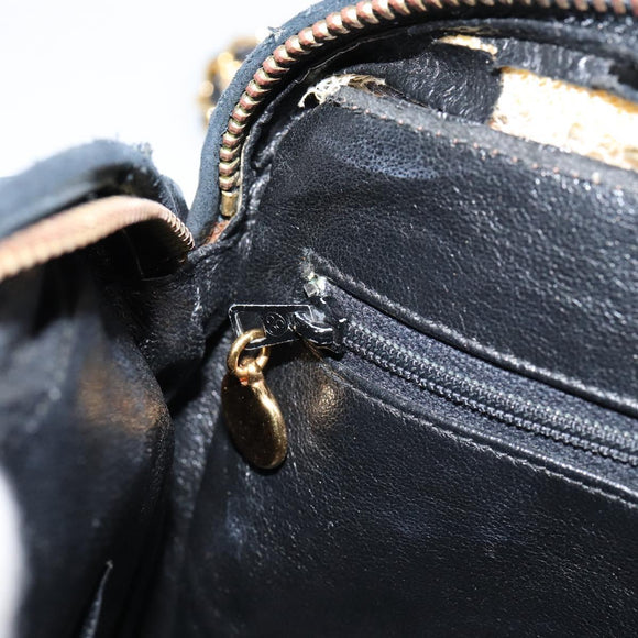 CHANEL Chain Shoulder Bag Lamb Skin Black Gold CC Auth BA7827