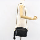 CHANEL Chain Shoulder Bag Lamb Skin Black Gold CC Auth BA7827-24